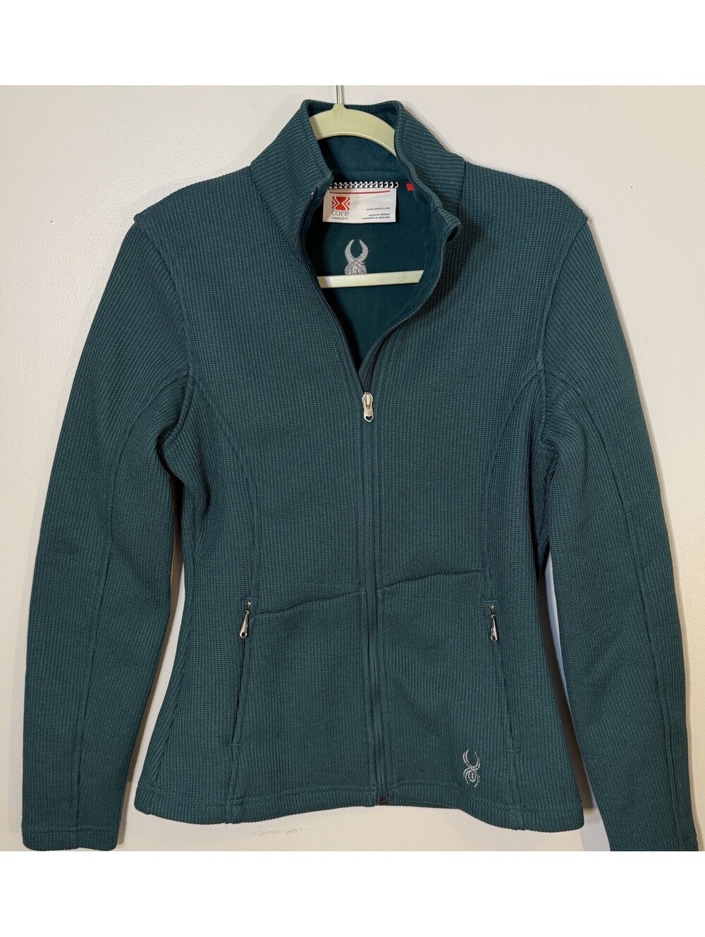 Spyder Endure Core Sweater Knit Full Zip Jacket Teal Green Medium EUC Athleisure